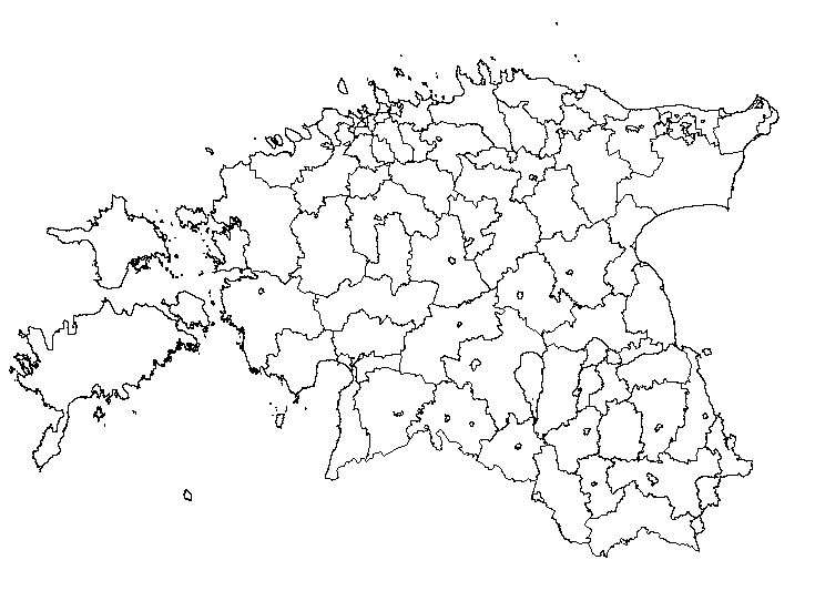 Estonian administrative units on a map